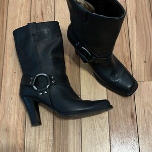 Harley Davidson Black moto Women's 3 1:2” Heeled Boots size 9 1/2